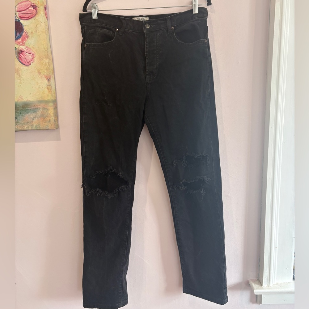 Free People Black Straight Leg Jeans